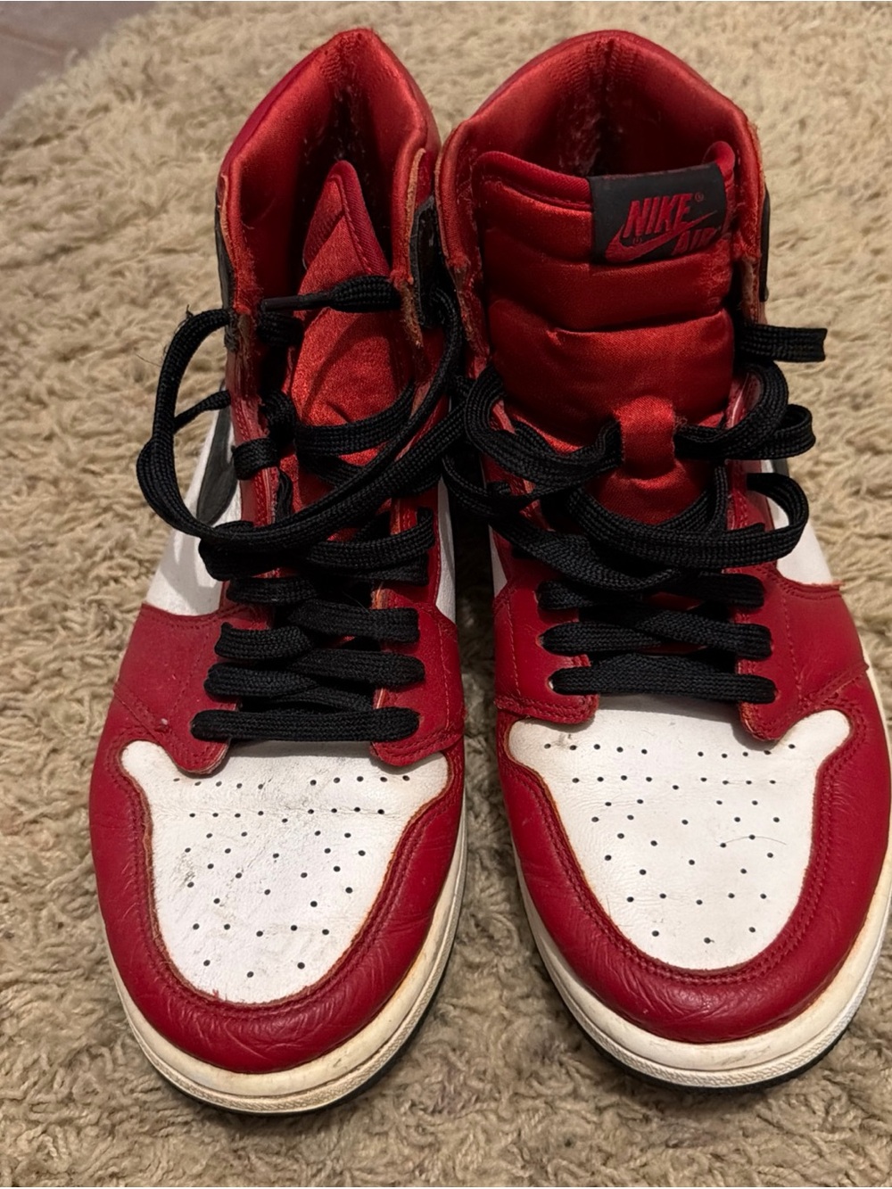 Jordan Men's High-Top Sneakers in Red, White & Black